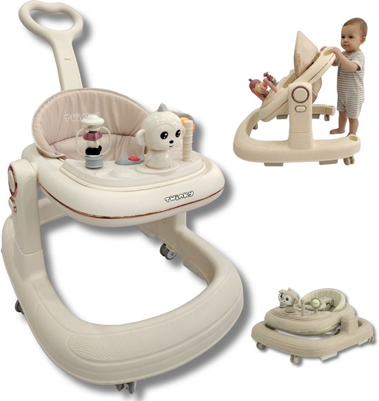 Twinky® Babywalker GO - 4-in-1 Loopstoel Baby & Loopwagen met 3-delige speelset – Loopstoeltje & Loopkar Inklapbaar inclusief Voetenmat en Steel van Merkloos