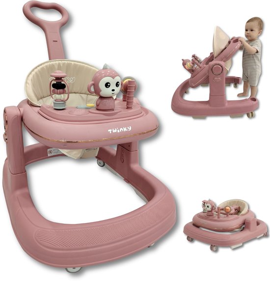 Twinky® Babywalker GO - 4-in-1 Loopstoel Baby & Loopwagen met 3-delige speelset - Loopstoeltje & Loopkar Inklapbaar inclusief Voetenmat en Steel van Merkloos