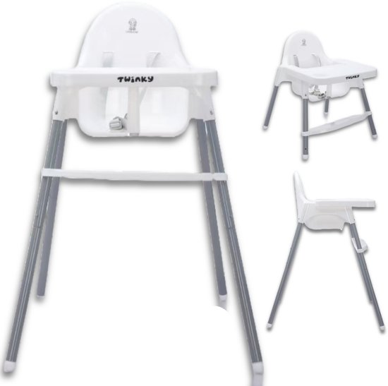 Twinky Kinderstoel ECO - Inklapbaar Eetstoel Baby met Tafel & Tablethouder - 2-in-1 Babystoel & Peuterstoel - Meegroeistoel met Anti Slip Pootjes - Wit van Merkloos