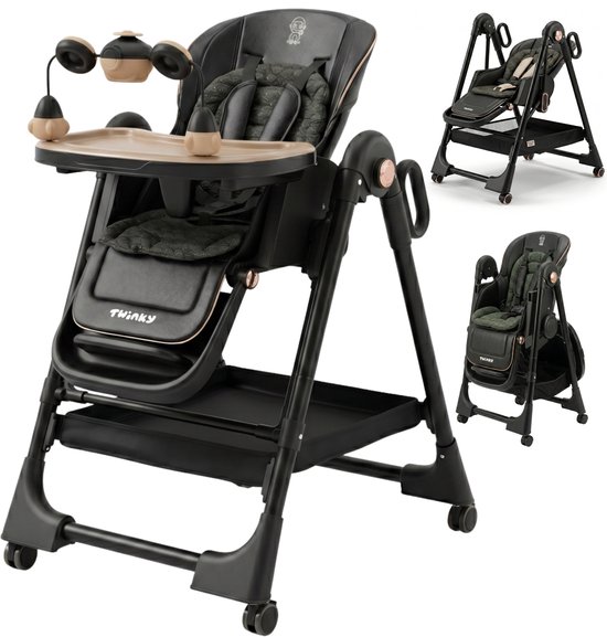 Twinky® Kinderstoel EXPLORE – 4-in-1 Kinderstoeltje Set met Schommel en Ligfunctie – Inklapbare Eetstoel & Baby Wagentje en Babystoel Voor Aan Tafel – Kinderzetel, Peuterstoeltje en Meegroeistoel in 1