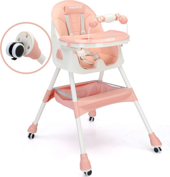 Twinky® Kinderstoel MAXI - 3-in-1 Kinderwagen Set - Roze - Inklapbare Eetstoel & Baby Wagentje en Babystoel Voor Aan Tafel - Kinderzetel, Peuterstoeltje en Meegroeistoel in 1 van Twinky