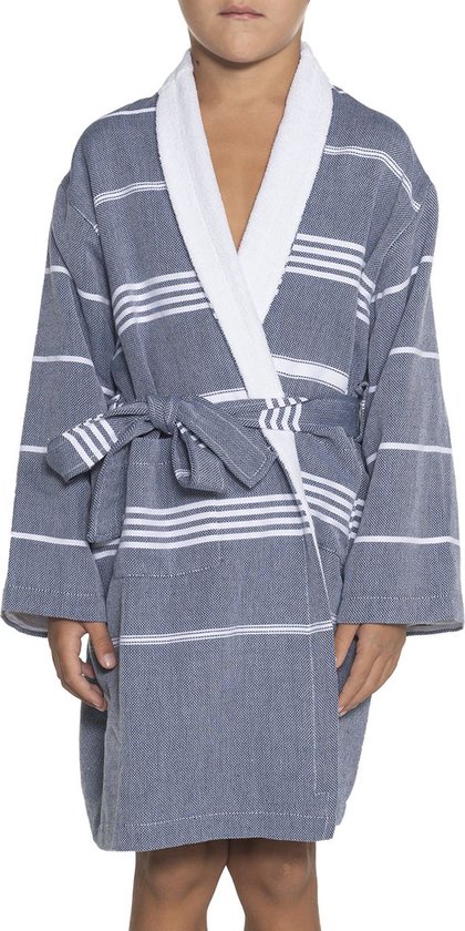 Twinning Kinder Badjas Leyla Badstof Navy - 2-3 jaar - jongens/meisjes/uniseks - badjas kind / kinderen - badjas kind badstof - zwembadjas - 2-3 jaar - zomer badjas - sauna badjas met capuchon van T