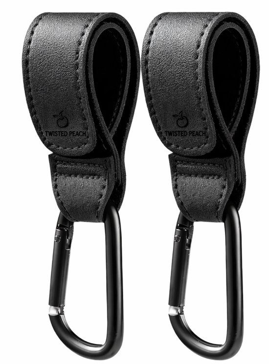 Twisted Peach | Kinderwagen tassenhaak | Zwart | Set van 2 | Buggy haak | Extra stevig | Universele haak van Merkloos