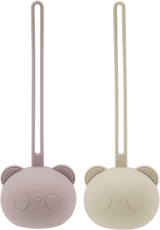 Twisted Peach® | Speenhouder set Beige & Licht roze | 2 stuks | Baby | Kind | Speen | Speenbakje | Opbergen | Kraamcadeau | Set van Merkloos