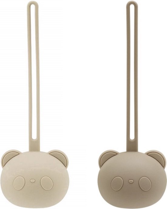 Twisted Peach® | Speenhouder set Beige & Taupe | 2 stuks | Baby | Kind | Speen | Speenbakje | Opbergen | Kraamcadeau | Set van Merkloos