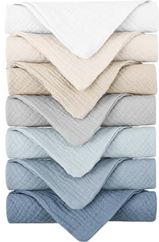 Twisted Peach | Spuugdoekjes | Set van 7 | Blauw - Beige | Monddoekjes | Hydrofiel | 28x28cm van Merkloos