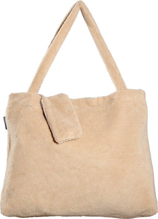 Twisted Peach® | Teddy Tas Beige | Luiertas | Tote Bag | Ritssluiting | Met etui | Mom Bag | 55 x 45 cm