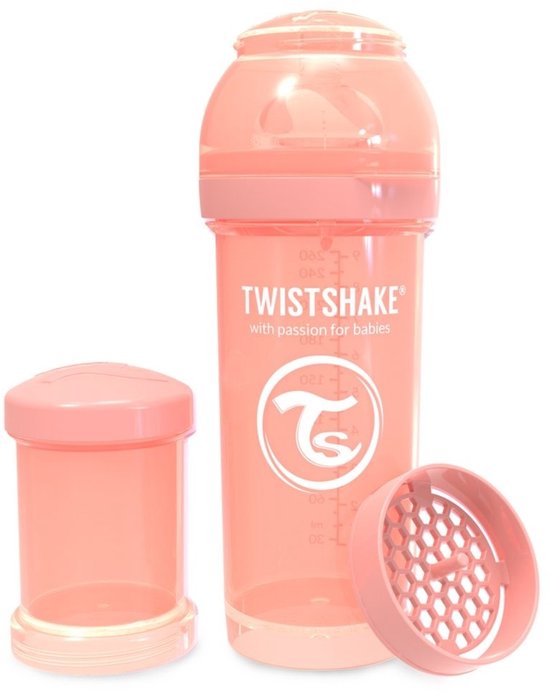 Twistshake Babyfles Antikoliek 260Ml - Pastel Peach