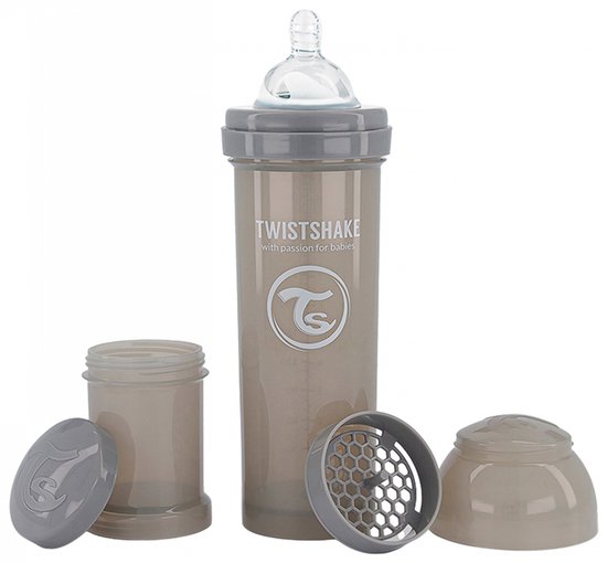 Twistshake Babyfles Antikoliek 330Ml - Pastel Grijs