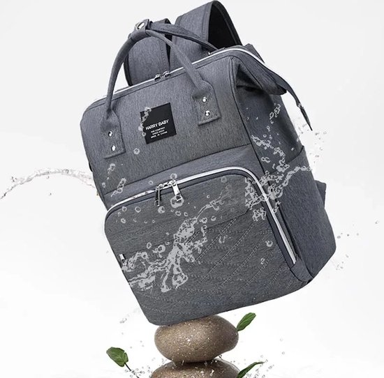 TX Store - Luiertas - Baby - Grijs - Met aankleedkussen - 27 x 18 x 38cm - Luiertas rugzak - Verzorgingstas - Waterafstotend van TX Store