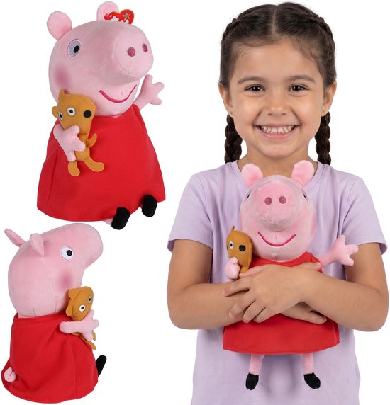 TY Peppa Pig Pluche Mascotte, knuffel BEANIE BUDDY, sensorisch speelgoed 28 cm