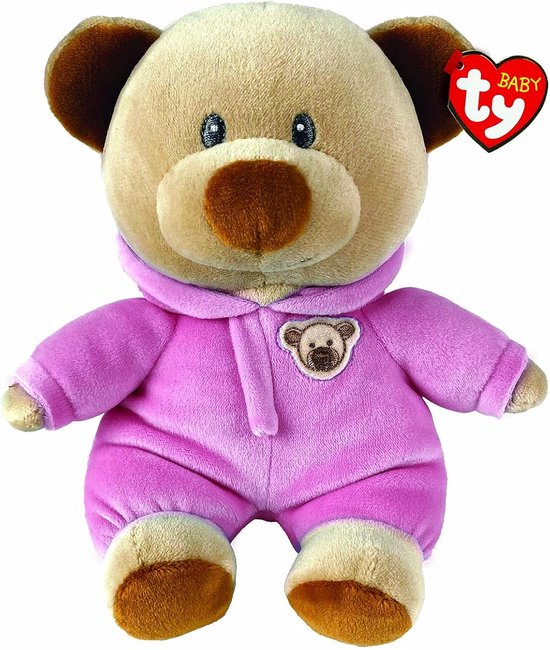 TY Pyjama Bear Pink Baby 15 cm | Beanie Baby Soft Plush Toy | Collectible Cuddly Stuffed Teddy