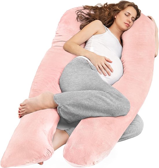 U-vormig zwangerschapskussen 140 cm - Ondersteuning voor rug, heupen, benen - Zwangerschapskussen voor moeders - Slaapkussen voor zwangere vrouwen Lichaamskussen van Niimo