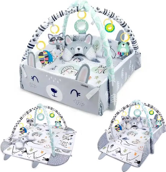 UITKLAPBARE 5in1 Speelmat Baby met Boog 0m+ - Babygym met STIMULERENDE speeltjes & BALLENBAK incl. 20 ballen - Ontdek Ultiem Speelplezier! van Kinderkraft