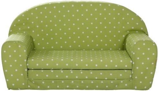 Uitklapbare Mini Kinder Sofa – Limegroen met Witte Stippen | Peuterbank 2-in-1 | Comfortabel, Wasbaar & Lichtgewicht | Ideaal voor Speelkamer, Kinderopvang & Thuis van Merkloos