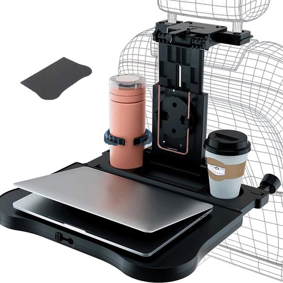 Uitverkoop！Multifunctionele Auto Tafel met Antislipmat-Autostoel Organizer met Tablet Houder-Voor Laptop Achterbank-Computer Stoel -Eettafel Beker hoofdsteun houder- Klaptafel Stand Voor Telefoon & Tablet iPad (Zwart) van Willingood