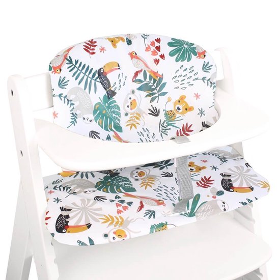 Ukje Kussenset Stoelverkleiner Kussen - Geschikt voor Hauck Kinderstoel - Geplastificeerd - Wit Aapjes van Ukje