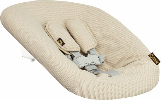 Ukje newborn hoes geschikt voor Stokke Tripp Trapp & Kidsmill newborn set - Perfecte pasvorm - Waterafstotende voering - Makkelijk wasbaar - Zachte gordelbeschermers - Beige wafeltje