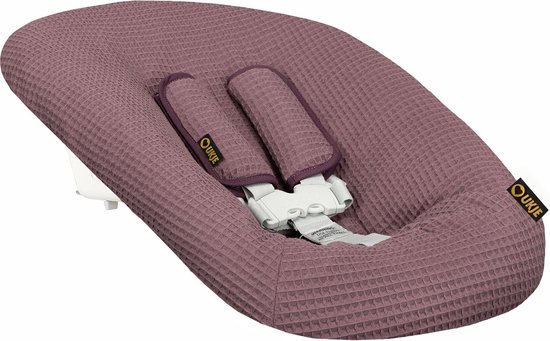 Ukje newborn hoes geschikt voor Stokke Tripp Trapp & Kidsmill newbornUkje Newborn Hoes Tripp Trapp - Voor Stokke Kidsmill Novi Kaos Newborn Set - Veilig getest Oeko-Tex - Waterdichte binnenkant - Met Gordelbeschermers - Mauve wafelstof