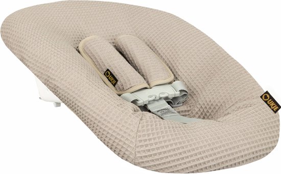 Ukje Newborn Hoes Tripp Trapp - Voor Stokke Kidsmill Novi Kaos Newborn Set - Veilig getest Oeko-Tex - Waterdichte binnenkant - Met Gordelbeschermers - Taupe Wafel