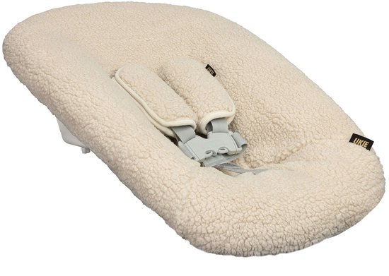 Ukje Newborn Hoes Tripp Trapp - Voor Stokke Kidsmill Novi Newborn Set - Veilig getest Oeko-Tex - Waterdichte binnenkant - Met Gordelbeschermers - Lichtbeige Teddy