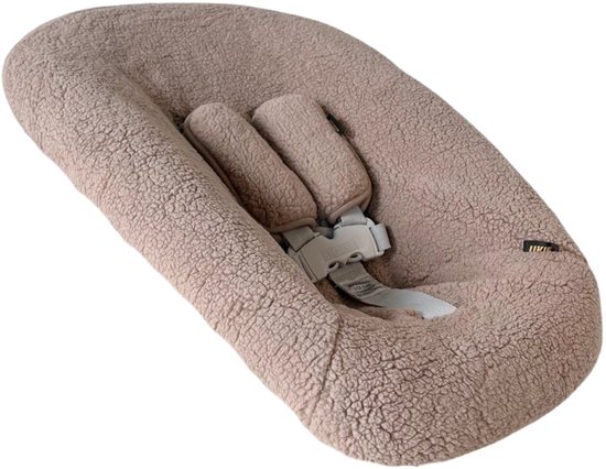Ukje Newborn Hoes Tripp Trapp - Voor Stokke Kidsmill Novi Newborn Set - Veilig getest Oeko-Tex - Waterdichte binnenkant - Met Gordelbeschermers - Taupe teddy van Merkloos