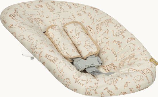 Ukje newborn hoes voor Stokke Tripp Trapp & Kidsmill Novi Nomi newborn set - Perfecte pasvorm - Waterafstotende voering - Makkelijk wasbaar - Zachte gordelbeschermers - Beige safari van Ukje