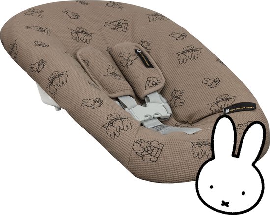 Ukje-Nijntje Newborn Hoes Tripp Trapp geschikt voor Stokke Tripp Trapp & Kidsmilll Newborn Set - Perfecte Pasvorm - Beschermt je Stoel - Waterafstotende Voering - Makkelijk Wasbaar - Zacht Katoen - Met Gordelbeschermer - Taupe Nijntje van Ukje