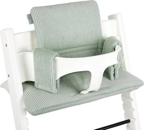 Ukje Stoelverkleiner - Geschikt voor Stokke Tripp Trapp - Kinderstoel - Kussenset - Mint - Ribstof - Extra dik van Ukje