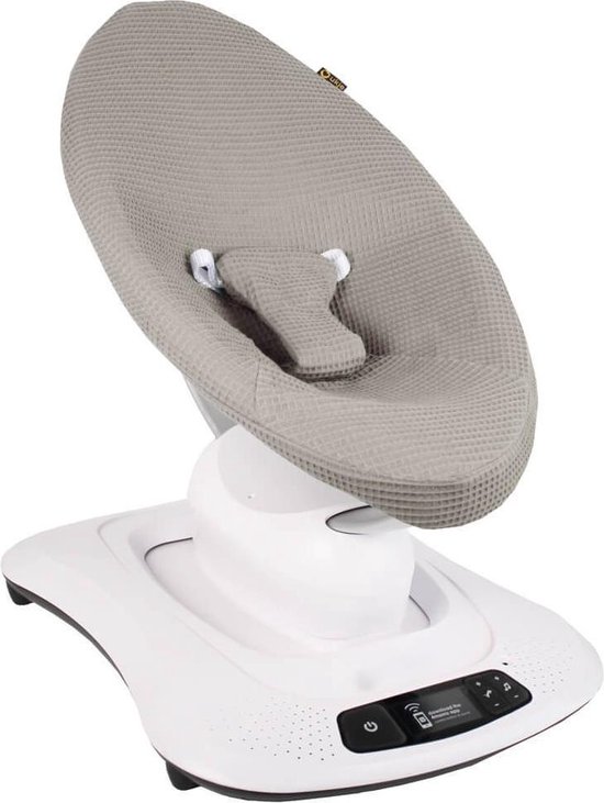 Ukje Wipstoelhoes geschikt voor 4Moms Mamaroo 4 Wipstoel - Hoes met Waterdichte Voering ter Bescherming van je Stoel - Perfecte Pasvorm - Makkelijk Wasbaar - Zacht Katoen - Beige Wafelstof van Ukje