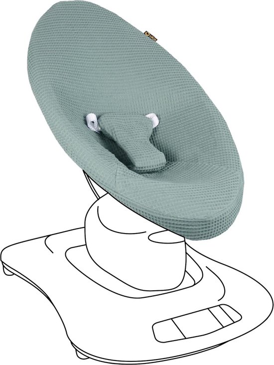 Ukje Wipstoelhoes geschikt voor 4Moms Mamaroo 4 Wipstoel - Hoes met Waterdichte Voering ter Bescherming van je Stoel - Perfecte Pasvorm - Makkelijk Wasbaar - Zacht Katoen - Jade Wafelstof van Merkloos