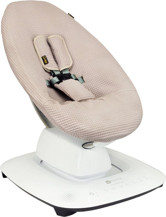 Ukje Wipstoelhoes geschikt voor 4Moms Mamaroo 5 Rockaroo Wipstoel - Hoes met Waterdichte Voering ter Bescherming van je Stoel - Perfecte Pasvorm - Met Gordelbeschermers - Makkelijk Wasbaar - Zacht Katoen - Beige Wafelstof