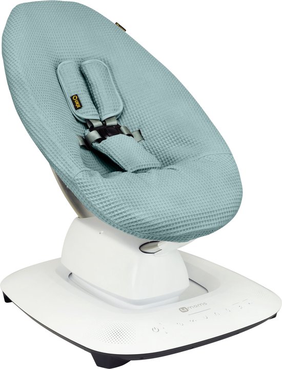 Ukje Wipstoelhoes geschikt voor 4Moms Mamaroo 5 Rockaroo Wipstoel - Hoes met Waterdichte Voering ter Bescherming van je Stoel - Perfecte Pasvorm - Met Gordelbeschermers - Makkelijk Wasbaar - Zacht Katoen - Jade Wafelstof van Ukje