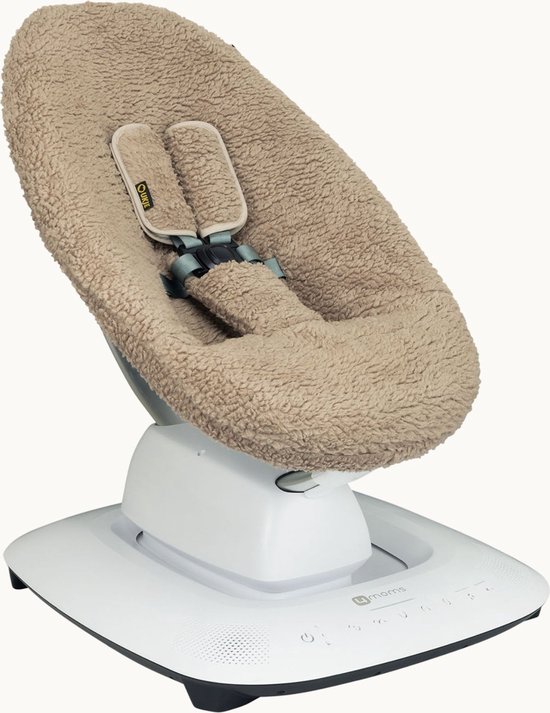 Ukje Wipstoelhoes geschikt voor 4Moms Mamaroo 5 Rockaroo Wipstoel - Hoes met Waterdichte Voering ter Bescherming van je Stoel - Perfecte Pasvorm - Met Gordelbeschermers - Makkelijk Wasbaar - Zacht Katoen - Teddy Taupe