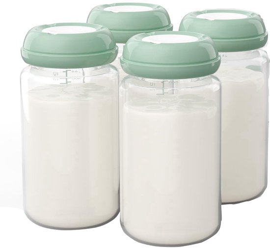Ulisem - Moedermelk Bewaarflès 300ml - Koelkast & Vriezer Geschikt - BPA Vrij - Ergonomisch Ontwerp - 4PCS