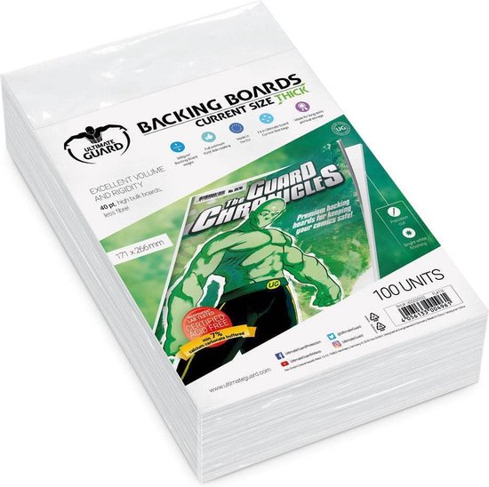 Ultimate Guard Comic Backing Boards (100) - Current Size Thick