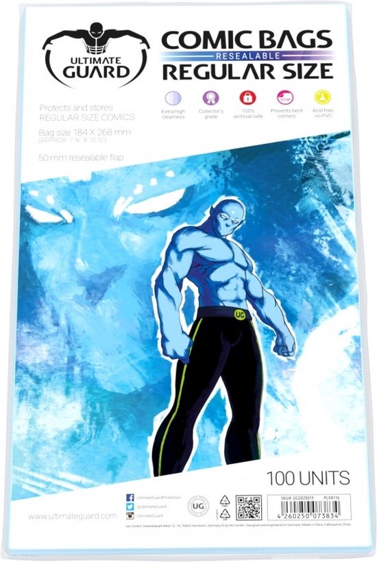 Ultimate Guard Comic Bags Resealable Regular Size (100x) [UGD020019] van Ultimate Guard