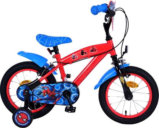 Ultimate Spider-Man Kinderfiets - Jongens - 14 inch - Blauw/Rood - Twee handremmen van Ultimate