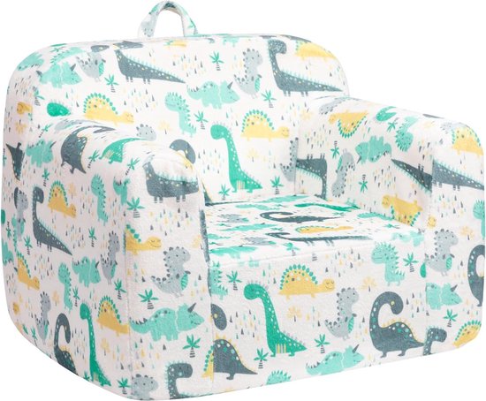 Ultra Zacht Kinderbankje met Schattige Dino Print en Comfortabele Fluwelen Bekleding van Merkloos