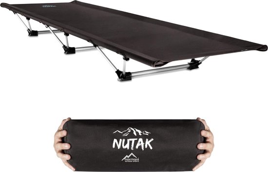 Ultralicht Vouwbed - Aluminium Veldbed - Opvouwbaar Campingbed - Slechts 2985 g - Maximale Belastbaarheid 250 kg - Ideaal voor Rugzakreizen, Kamperen, Tenten, Bivak of in de Tuin - Zwart van FEActive