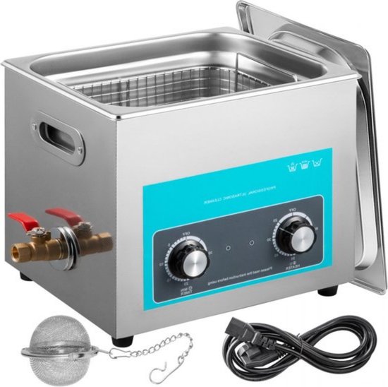 Ultrasone Reiniger 10L SUS304 – Krachtig, Instelbare Verwarming (20-80°C), 240W, 40kHz – Voor Juwelen, Brillen en Meer