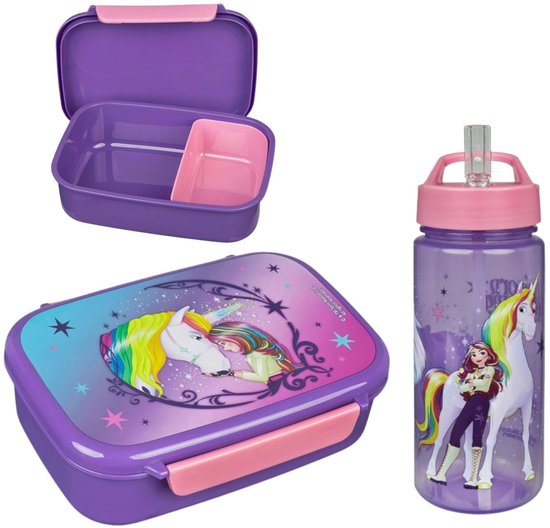 Unicorn Acadcemy lunchset; drinkfles en lunchbox