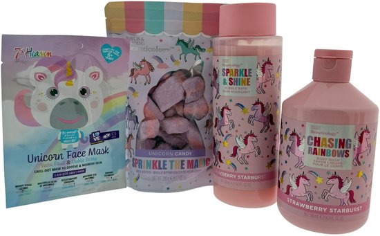 Unicorn Cadeauset Douche & Bad Complete Set met Masker - Luxe Verzorgingsset - Wellness Giftbox - Verwen Cadeaupakket voor Iedereen van Merkloos