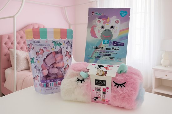 Unicorn Cadeauset voor in bad met Masker en toilettas met Douche & Deo - Luxe Verzorgingsset - Wellness Giftbox - Verwen Cadeaupakket voor Iedereen van Spa Secrets