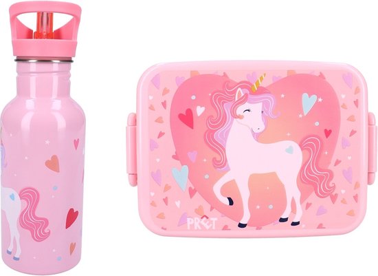 Unicorn RVS Drinkfles 500Ml en Lunchbox voordeelset van Unicorn