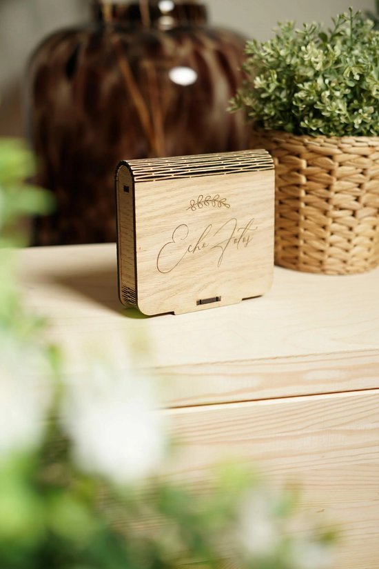 Uniek Echo Foto Kistje - Eiken - Kraamcadeau - Echo Foto's bewaren - Fotokistje - Hout&Herinnering van Uniek