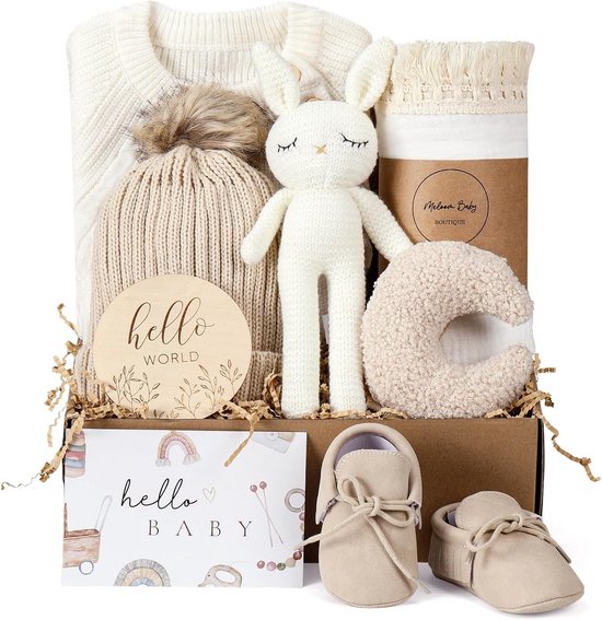Uniseks Babycadeauset: Neutrale Essentiële Geschenkmand voor Pasgeborenen van Merkloos