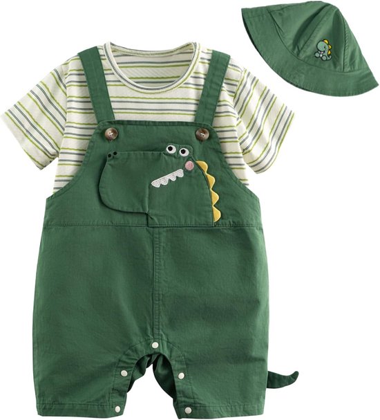 Uniseks Babyset 3 Delig: Korte Jumpsuit, T-shirt en Mutsje van Merkloos