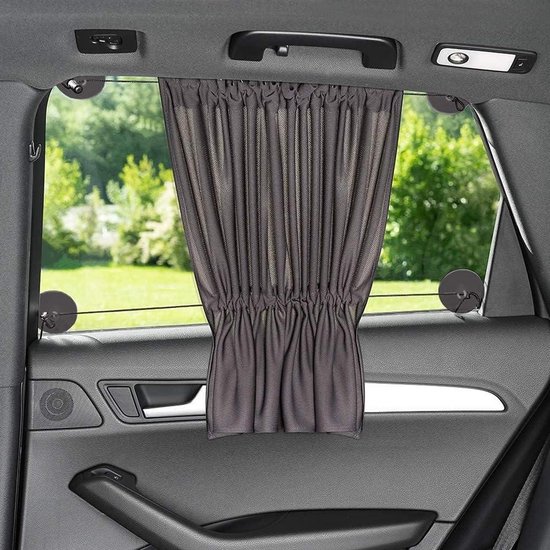 Universeel Auto Zonnescherm 2 Stuks - Zonwering Baby Kind Gordijnfunctie - UV-bescherming Hittebescherming Verduistering - XXL 68 x 50 cm - Grijs Zonwering auto van Universeel