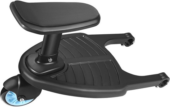 Universeel Meerijdplankje - Met Zitje - Voor Kinderwagen/Buggy - Buggy Board - Zwart van Merkloos
